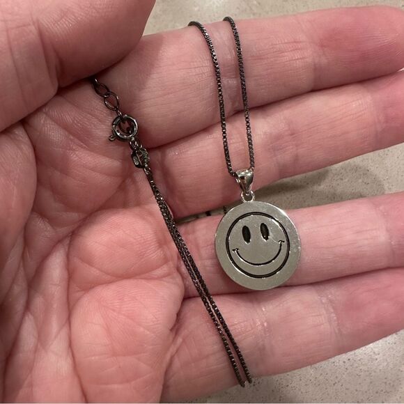 Sterling Silver Smiley Face Necklace – “Smile You’re Beautiful” - Picture 6 of 6